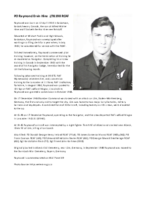 A preview of a PDF biography for Hine, Raymond Ervin